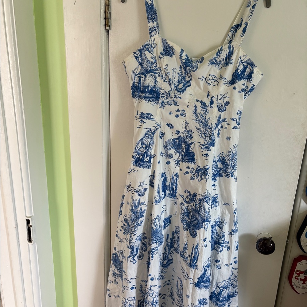 Avec Les Filles blue white nautical toile dress 8